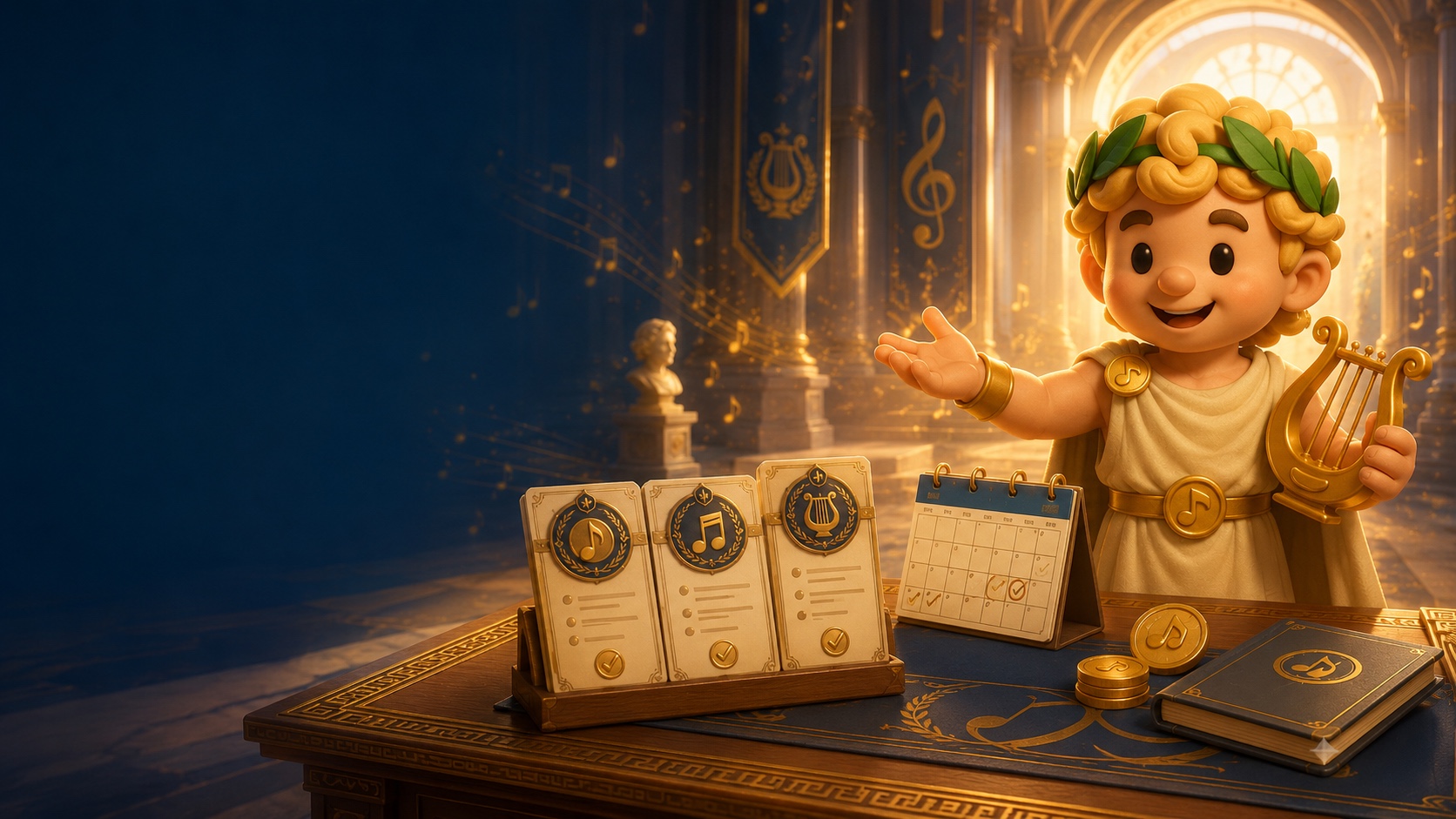 Apollo presenting tuition options and a lesson calendar