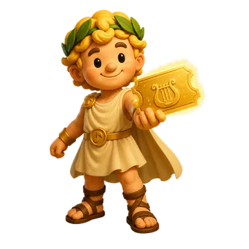 Apollo holding a golden trial ticket.