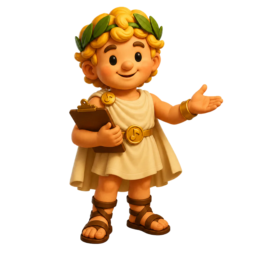Apollo holding a clipboard and welcoming families.
