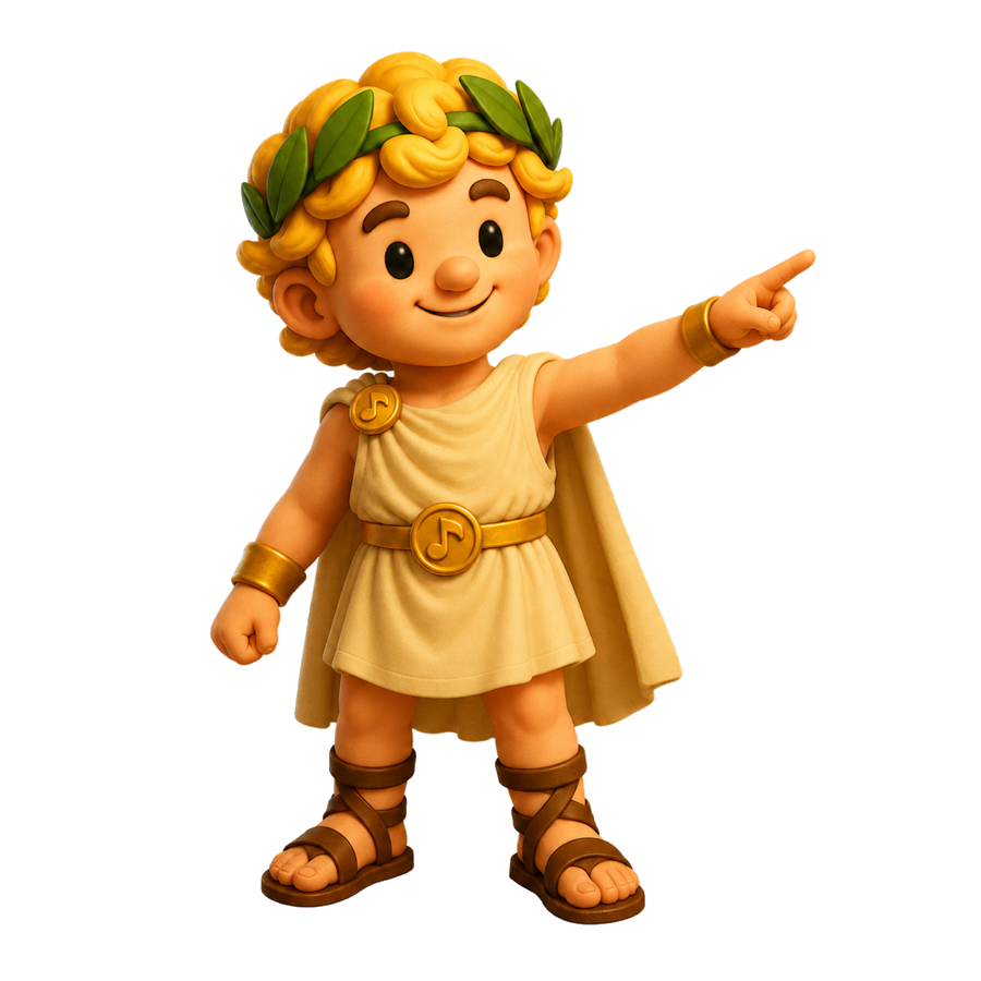 Apollo pointing toward the next step.